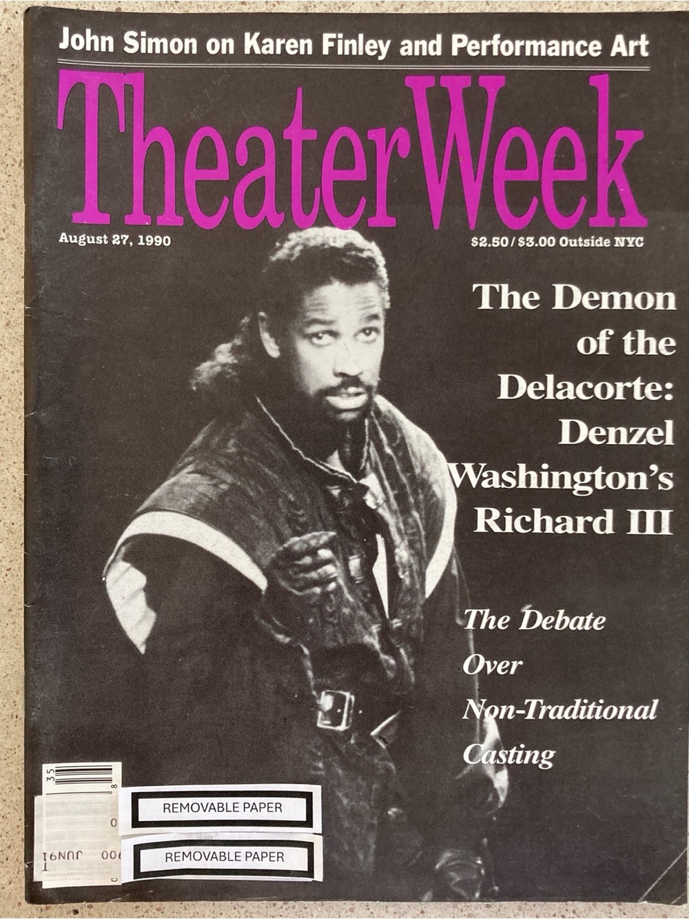 Denzel Washington Richard III Theater Week Magazine August 27 1990 Address Label
